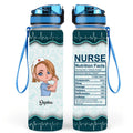 Personalized Nurse Water Tracker Bottle - Gift Idea For Nurse - Nurse Nutrition Facts