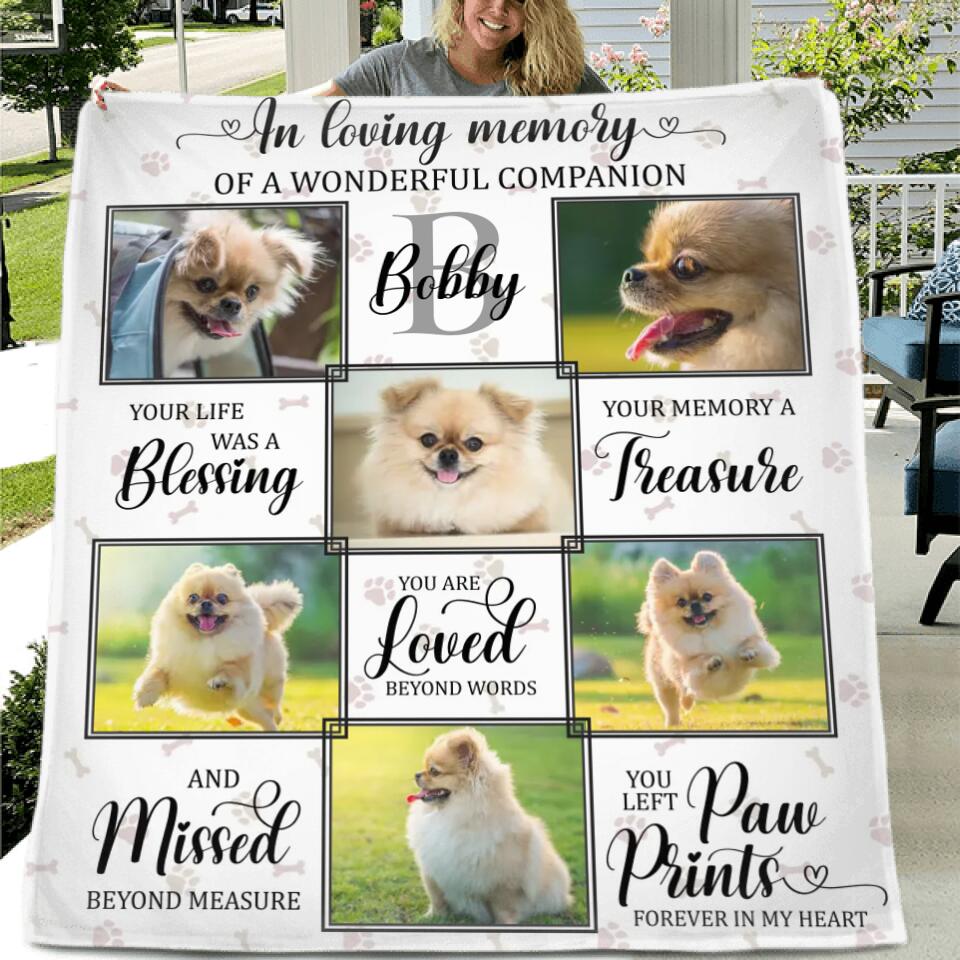 Personalized Dog Photo Fleece Throw Blanket/Quilt - Memorial Gift Idea For Dog Owner - Your Life Was A Blessing