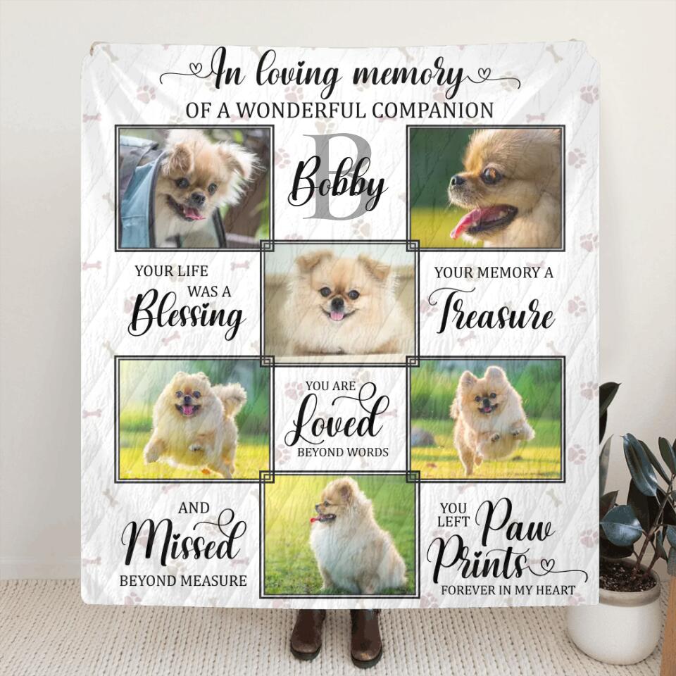 Personalized Dog Photo Fleece Throw Blanket/Quilt - Memorial Gift Idea For Dog Owner - Your Life Was A Blessing