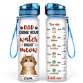 Personalized Cat Water Tracker Bottle - Gift For Cat Lovers - Up to 3 Cats
