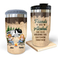 Personalized Camping Friends 3 in 1 Can Cooler - Gift Idea For Camping Lovers - Up To 7 Friends - Friends And Alcohol The Glue Holding The Shitshow Together