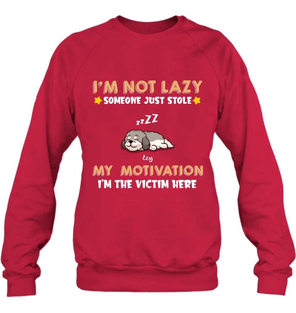 Personalized I'm Not Lazy Pet Shirt/Pullover Hoodie - Up to 6 Pets - Gift Idea For Dog/Cat Lover - I'm Not Lazy, Someone Just Stole My Motivation, I'm The Victim Here