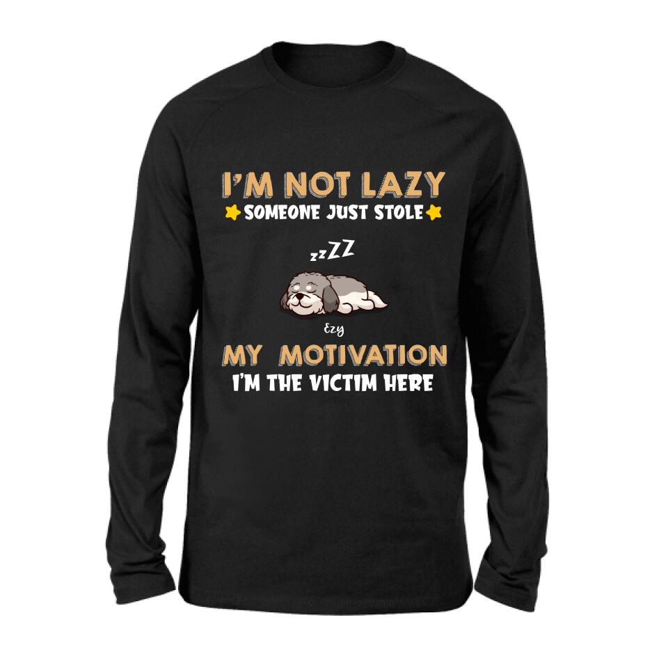 Personalized I'm Not Lazy Pet Shirt/Pullover Hoodie - Up to 6 Pets - Gift Idea For Dog/Cat Lover - I'm Not Lazy, Someone Just Stole My Motivation, I'm The Victim Here