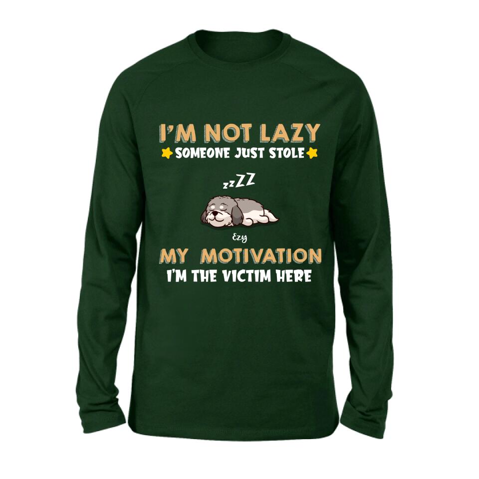 Personalized I'm Not Lazy Pet Shirt/Pullover Hoodie - Up to 6 Pets - Gift Idea For Dog/Cat Lover - I'm Not Lazy, Someone Just Stole My Motivation, I'm The Victim Here