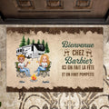 Personalized Camping Friends Doormat - Up to 7 People - Gift Idea For Friends/Camping Lover - Bienvenue Chez Barbier Ici On Fait La Fête Et On Finit Pompette