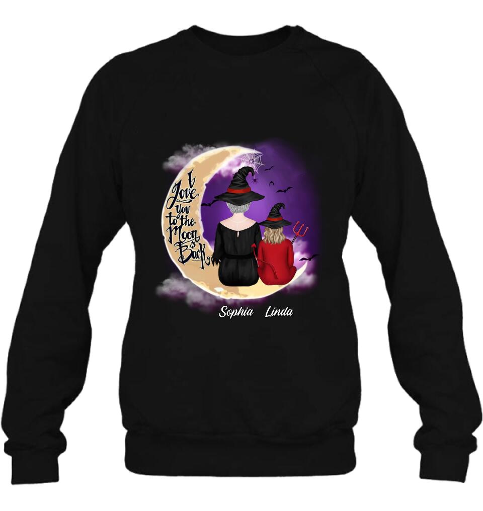 Personalized Grandma Shirt/Hoodie - Halloween Gift Idea For Grandma/Grandkid - I Love You To The Moon And Back