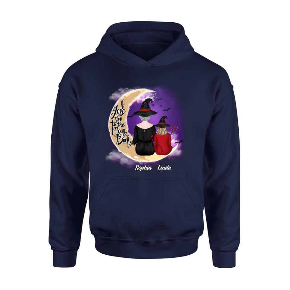 Personalized Grandma Shirt/Hoodie - Halloween Gift Idea For Grandma/Grandkid - I Love You To The Moon And Back