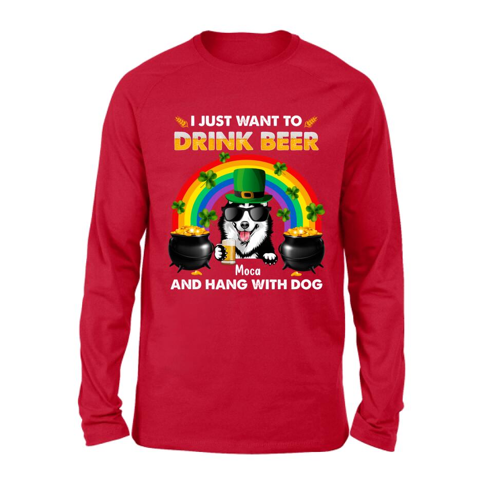 Personalized Dog Shirt/Pullover Hoodie - Up to 3 Dogs - St. Patrick's Day Gift Idea For Dog Lover - I Only Drink Beer 3 Days A Week