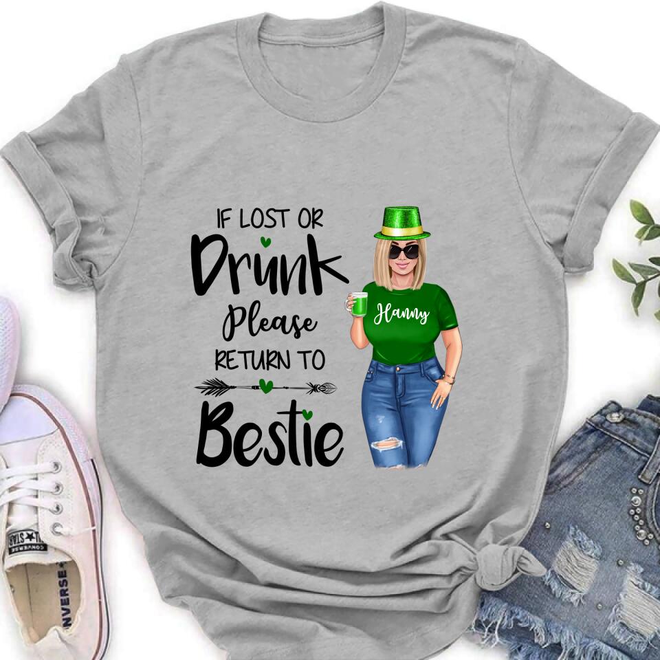 Personalized St Patrick's Day Shirt/Pullover Hoodie/Sweatshirt/Long Sleeve - Gift Idea For St Patrick's Day - If Lost Or Drunk  Please Return To Bestie