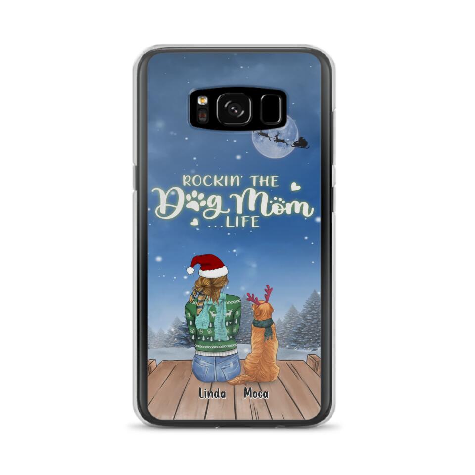 Personalized Christmas Dog Mom Phone Case - Up to 5 Dogs - Gift Idea For Dog Lover/Dog Mom - Rockin' The Dog Mom Life - Case For iPhone And Samsung