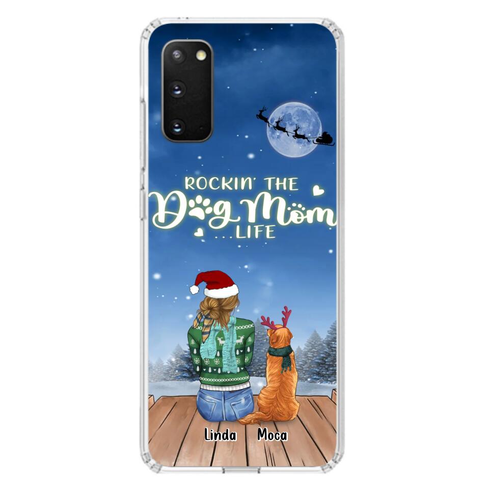Personalized Christmas Dog Mom Phone Case - Up to 5 Dogs - Gift Idea For Dog Lover/Dog Mom - Rockin' The Dog Mom Life - Case For iPhone And Samsung