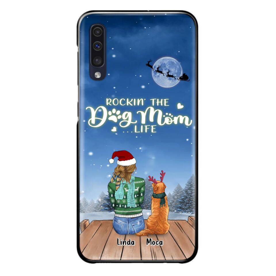 Personalized Christmas Dog Mom Phone Case - Up to 5 Dogs - Gift Idea For Dog Lover/Dog Mom - Rockin' The Dog Mom Life - Case For iPhone And Samsung