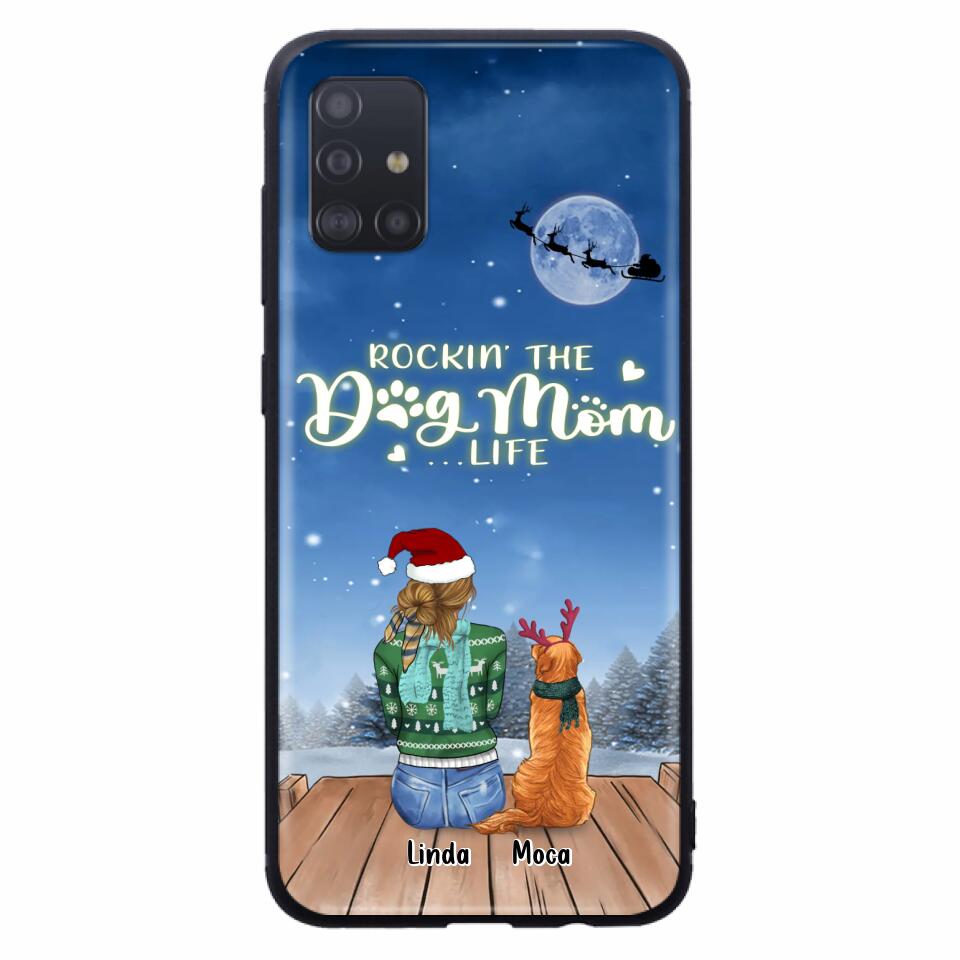 Personalized Christmas Dog Mom Phone Case - Up to 5 Dogs - Gift Idea For Dog Lover/Dog Mom - Rockin' The Dog Mom Life - Case For iPhone And Samsung
