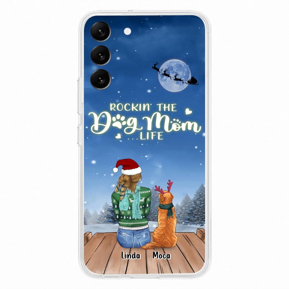 Personalized Christmas Dog Mom Phone Case - Up to 5 Dogs - Gift Idea For Dog Lover/Dog Mom - Rockin' The Dog Mom Life - Case For iPhone And Samsung