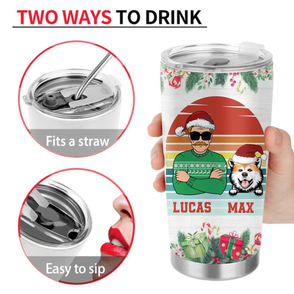 Personalized Grandpaw Tumbler - Christmas Gift Idea For Grandpa/Dog Lover - Up to 3 Dogs - Grandpaw Like A Regular Grandpa But Cooler