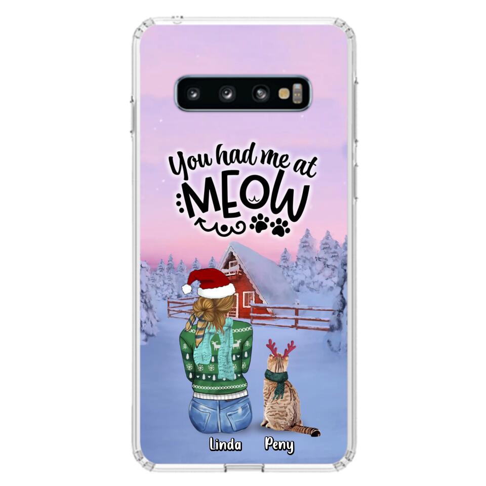 Personalized Christmas Cat Mom Phone Case - Up to 5 Cats - Christmas Gift Idea For Cat Lover - You Had Me At Meow - Case For iPhone And Samsung