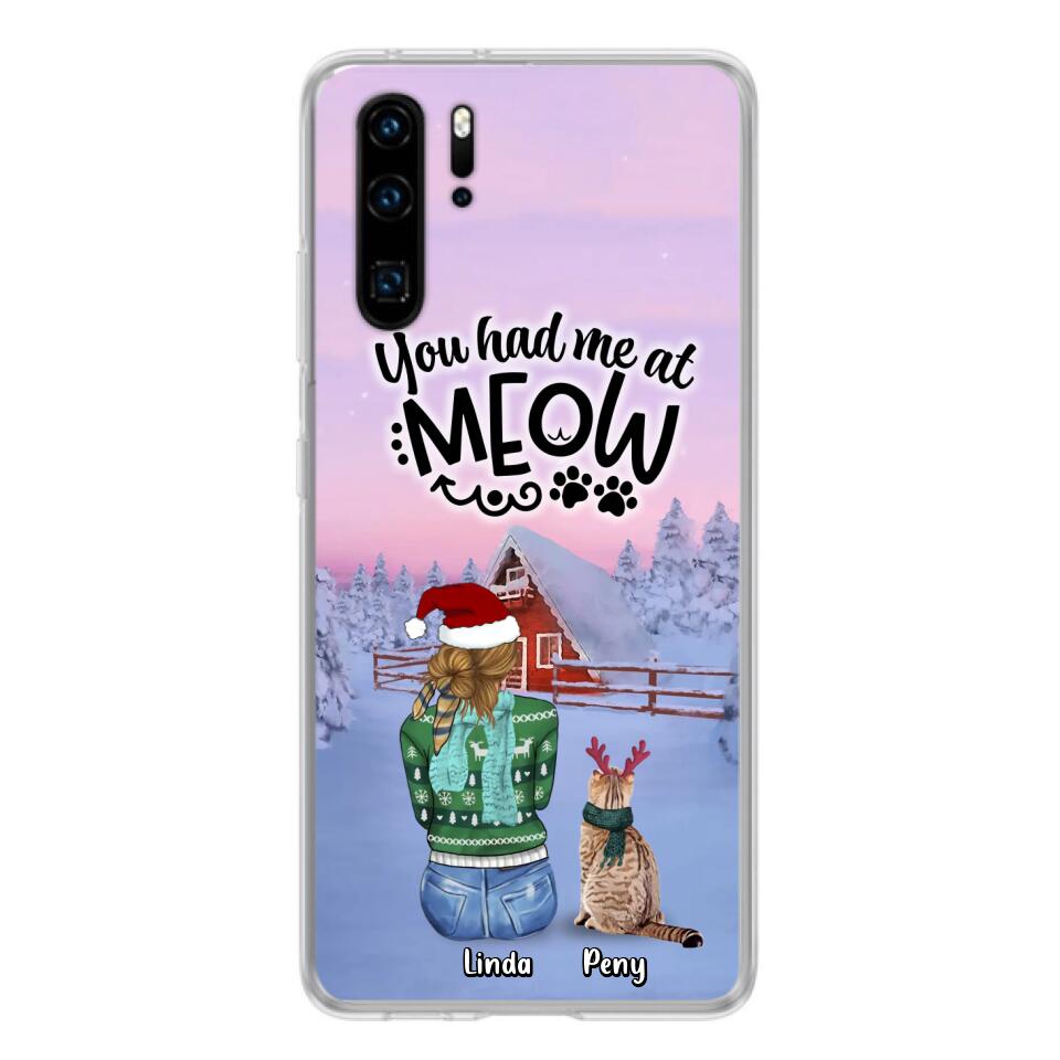 Personalized Christmas Cat Mom Phone Case - Up to 5 Cats - Christmas Gift Idea For Cat Lover - You Had Me At Meow - Case For Xiaomi, Oppo And Huawei