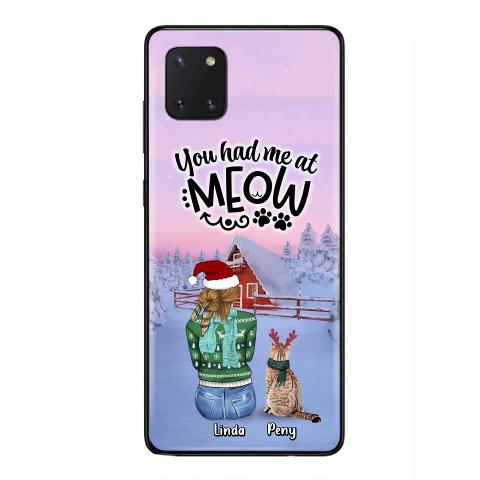 Personalized Christmas Cat Mom Phone Case - Up to 5 Cats - Christmas Gift Idea For Cat Lover - You Had Me At Meow - Case For iPhone And Samsung