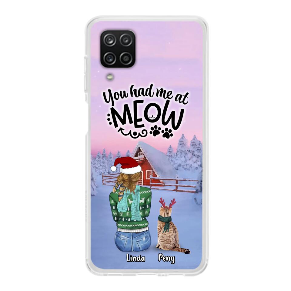 Personalized Christmas Cat Mom Phone Case - Up to 5 Cats - Christmas Gift Idea For Cat Lover - You Had Me At Meow - Case For iPhone And Samsung