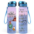 Personalized Christmas Cat Mom Water Tracker Bottle - Up to 5 Cats - Christmas Gift Idea For Cat Lover - Life Is Better With Cats
