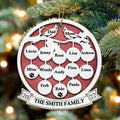 Personalized Family Wooden Ornament - Up to 15 People - Christmas Gift For Family