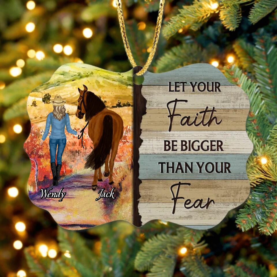 Personalized Horse Rectangle Ornament - Gift Idea For Horse Owners - Let Your Faith Be Bigger Than Your Fear