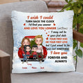 Personalized Couple On Car Pillow Cover - Gift Idea For Christmas/Couple With Up To 2 Kids - I Wish I Could Turn Back The Clock