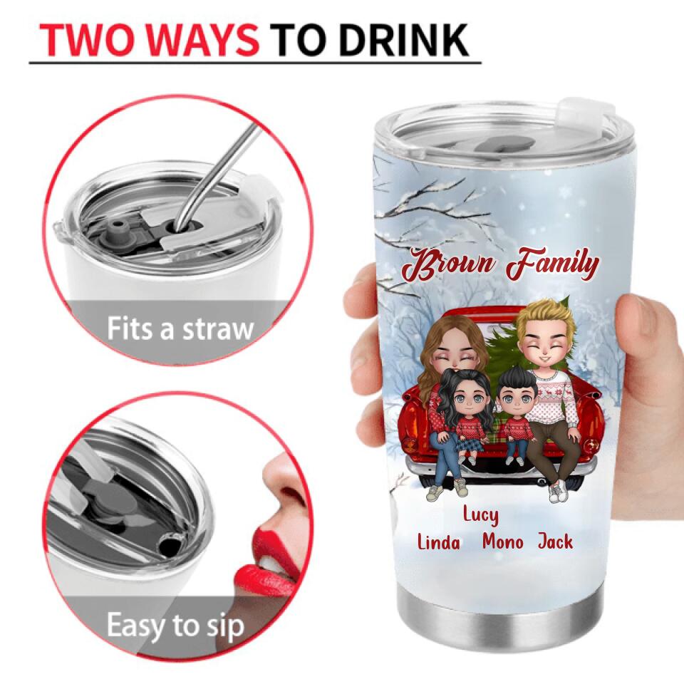 Personalized Couple On Car Tumbler - Gift Idea For Christmas/Couple With Up To 2 Kids - The Day I Met You I Have Found The One Whom My Soul Loves