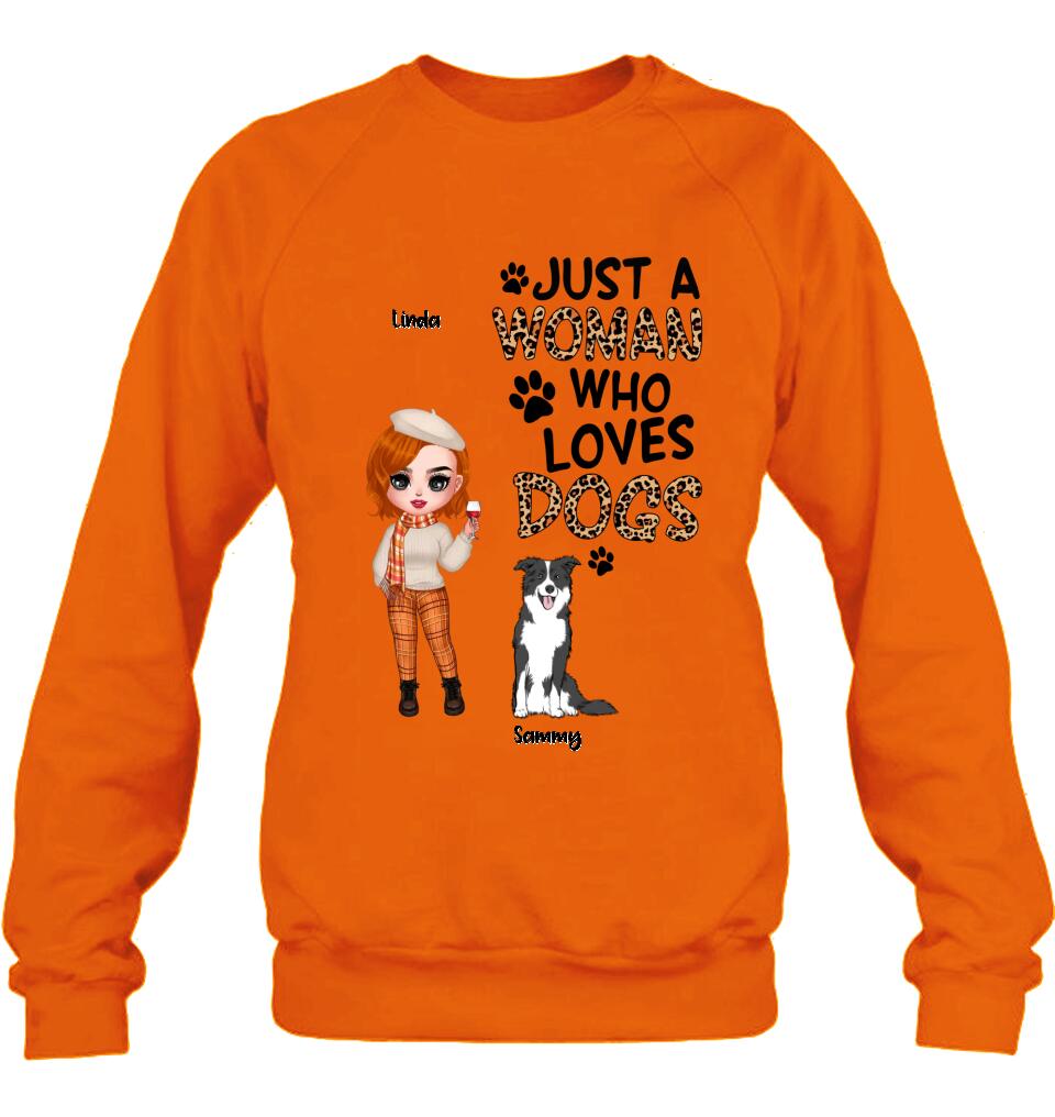 Personalized Crazy Dog Lady Shirt/Hoodie - Gift Idea For Girl/Dog Lovers With Up To 6 Dogs - Just A Woman Who Loves Dogs