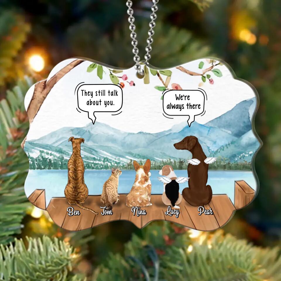 Personalized Memorial Pet Rectangle Acrylic Ornament - Up to 5 Pets - Memorial Gift Idea For Dog/Cat Lovers - They Still Talk About You