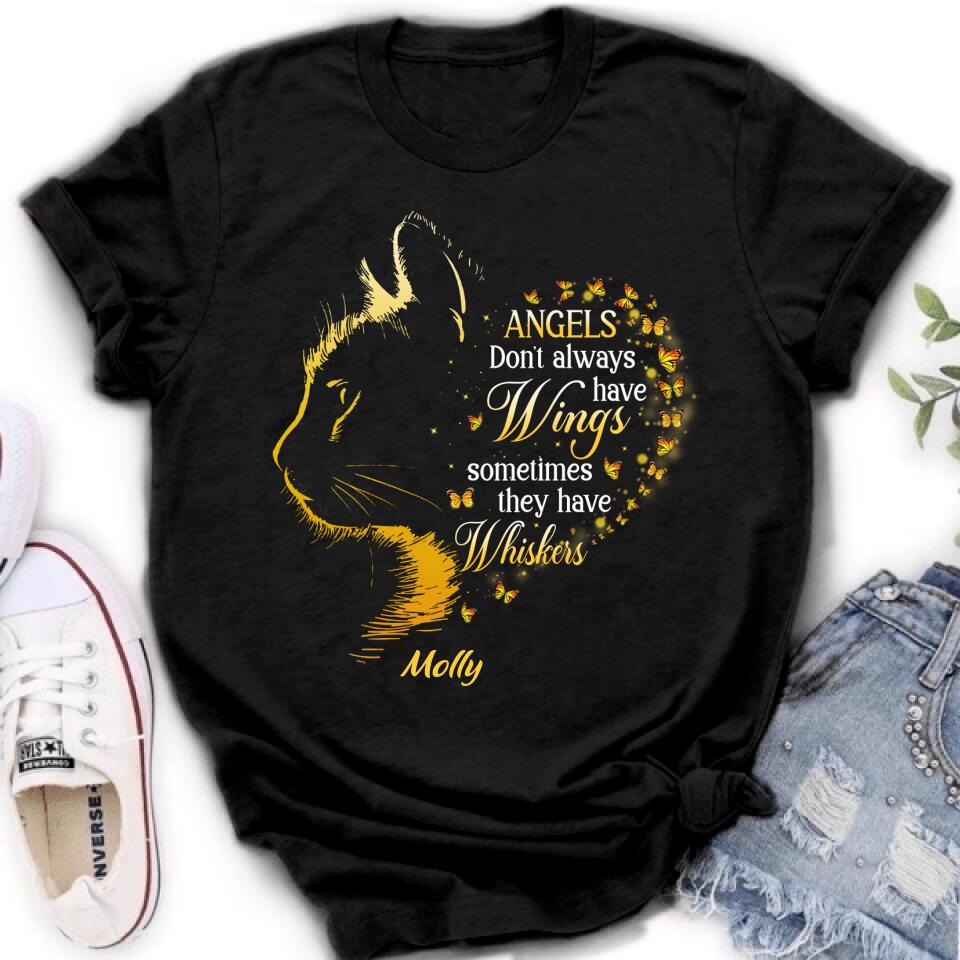 Personalized Memorial Cat Shirt/Hoodie - Memorial Gift For Loss Of Cat - Angels Don't Always Have Wings Sometimes They Have Whiskers