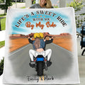 Personalized Motorcycle Couple Quilt/Fleece Blanket - Gift Idea For Couple/Bikers - Life's A Sweet Ride With You By My Side