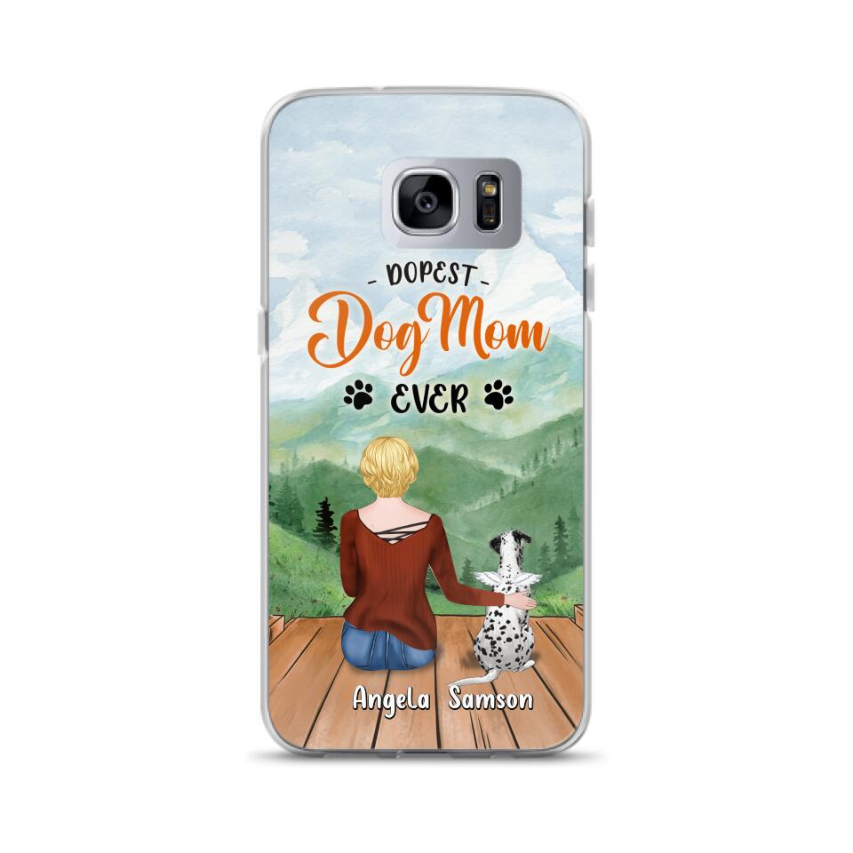 Custom Personalized Dog Mom Phone Case - Upto 5 Dogs - Gift Idea For Dog Lovers  - Dopest Dog Mom Ever - Case For iPhone/Samsung