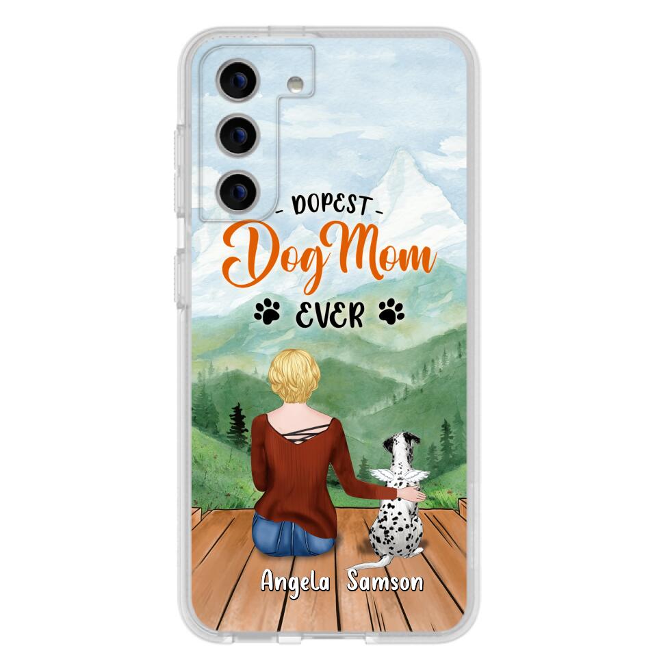 Custom Personalized Dog Mom Phone Case - Upto 5 Dogs - Gift Idea For Dog Lovers  - Dopest Dog Mom Ever - Case For iPhone/Samsung