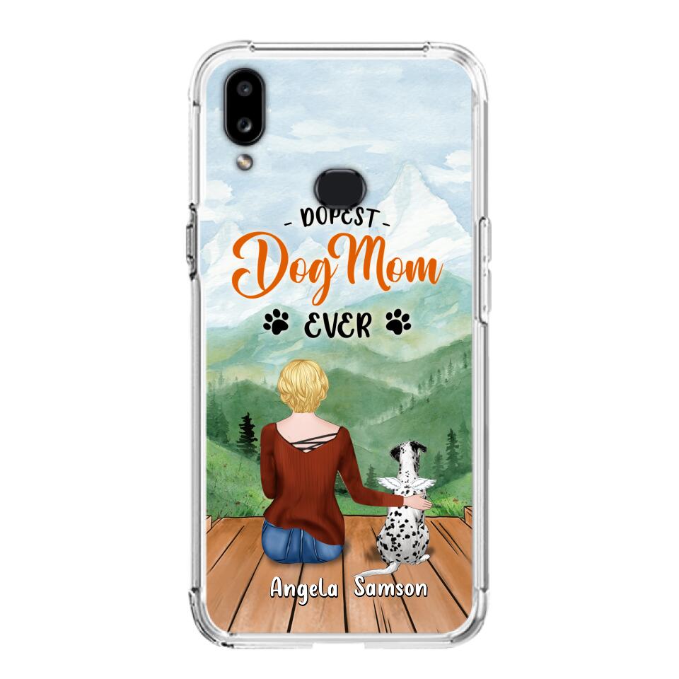 Custom Personalized Dog Mom Phone Case - Upto 5 Dogs - Gift Idea For Dog Lovers  - Dopest Dog Mom Ever - Case For iPhone/Samsung