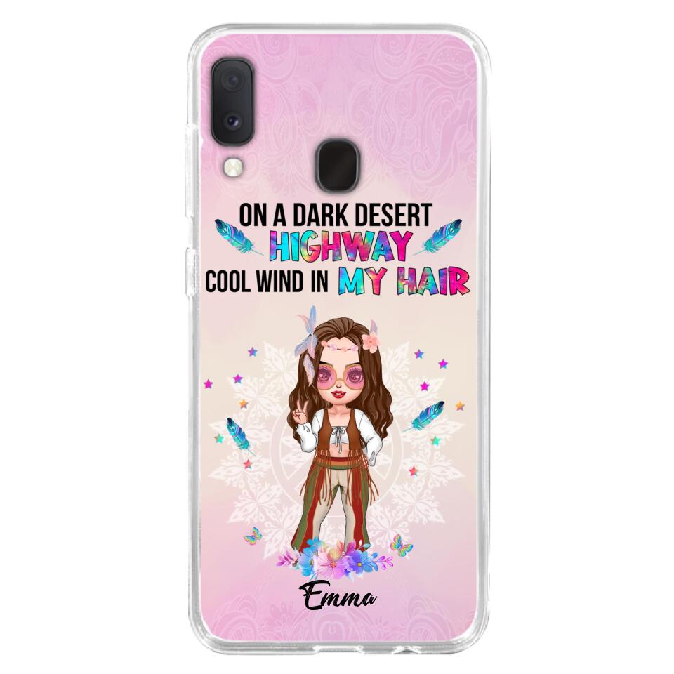 Custom Personalized Hippie Phone Case - Best Gift For Hippies - On A Dark Desert Highway Cool Wind In My Hair - Case For iPhone/Samsung