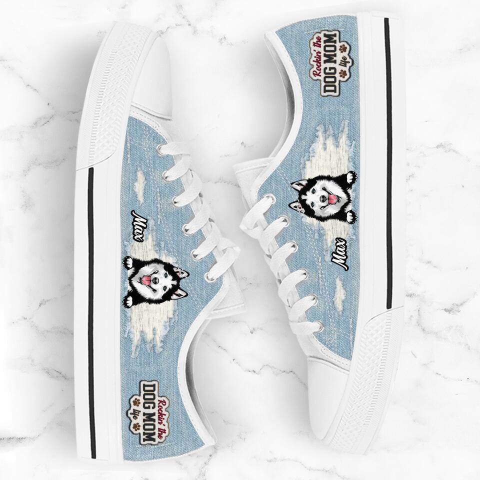 Personalized Dog Mom Sneakers - Up to 3 Dogs - Gift Idea For Dog Lovers  - Rockin' The Dog Mom Life