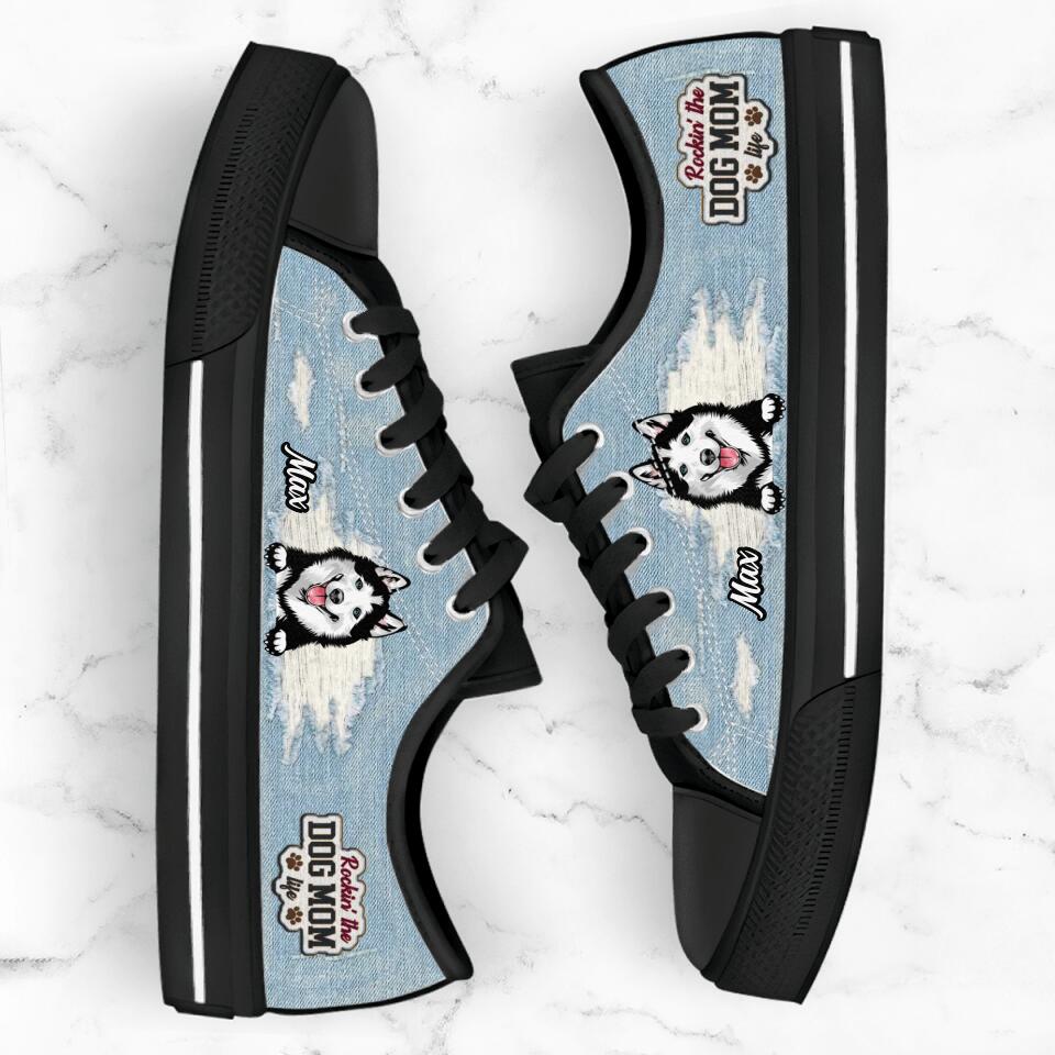 Personalized Dog Mom Sneakers - Up to 3 Dogs - Gift Idea For Dog Lovers  - Rockin' The Dog Mom Life