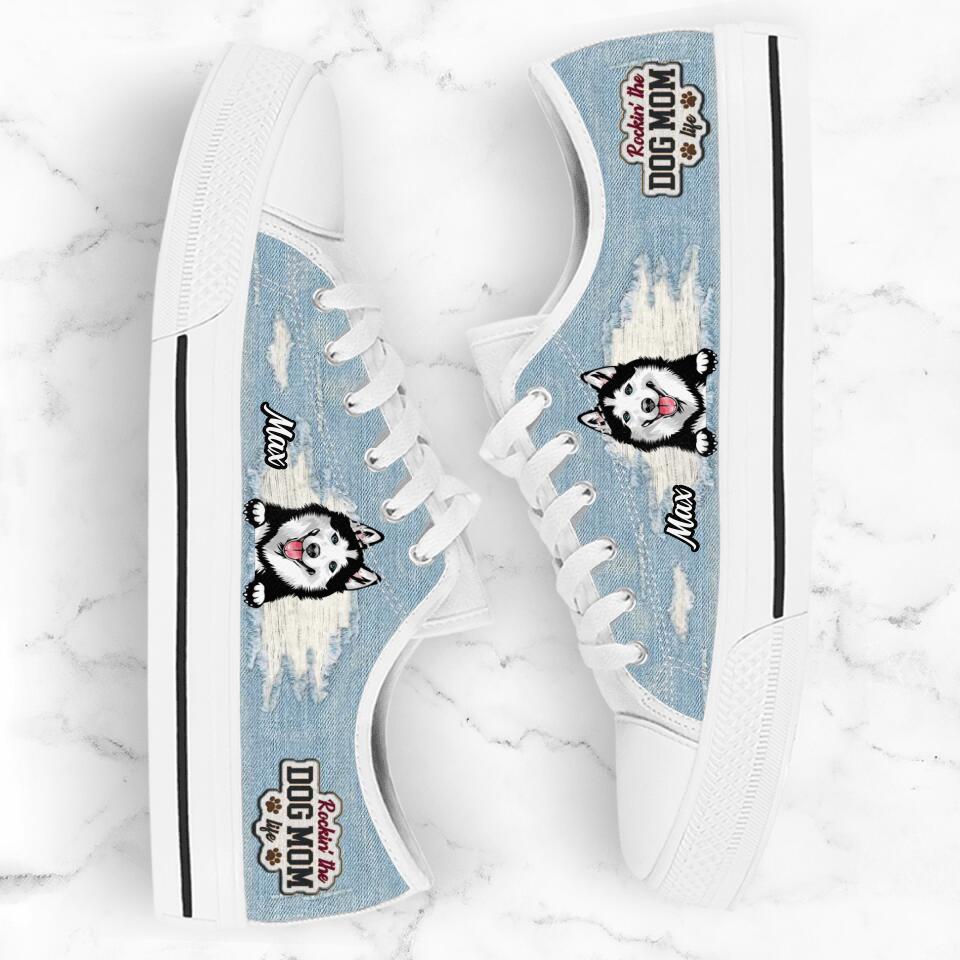 Personalized Dog Mom Sneakers - Up to 3 Dogs - Gift Idea For Dog Lovers  - Rockin' The Dog Mom Life