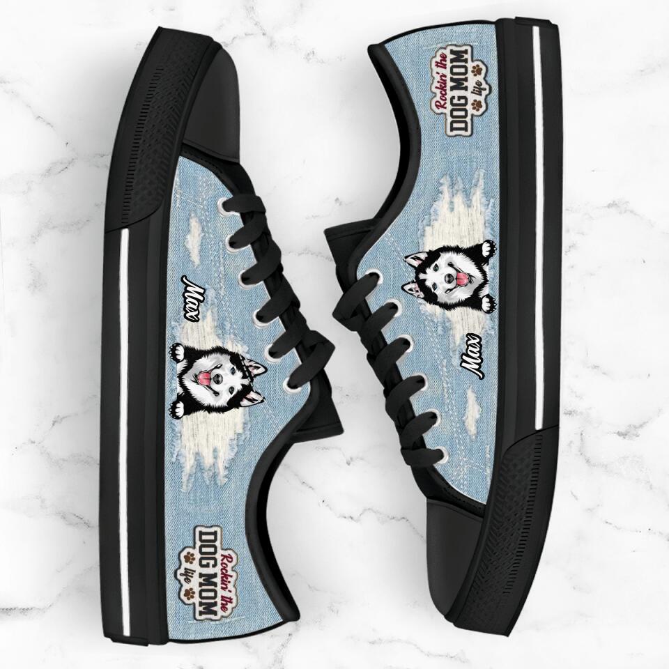 Personalized Dog Mom Sneakers - Up to 3 Dogs - Gift Idea For Dog Lovers  - Rockin' The Dog Mom Life