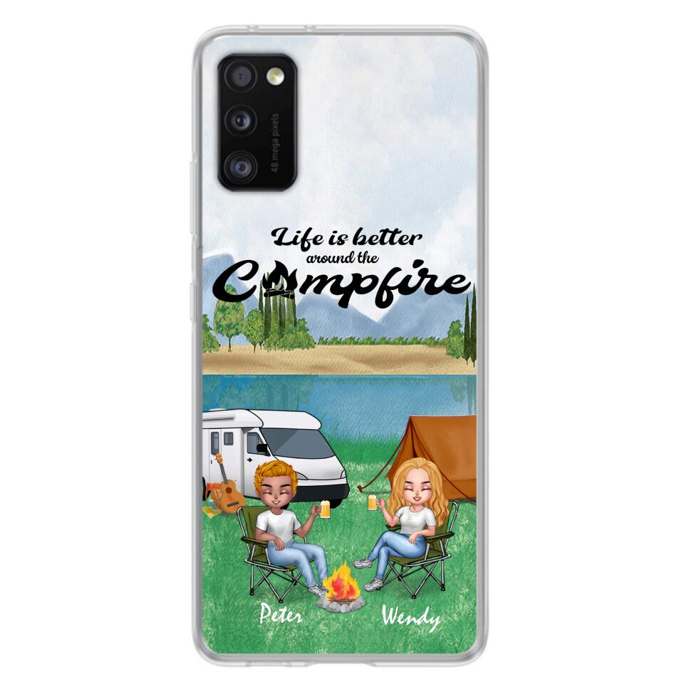 Custom Personalized Camping Couple With Dog Phone Case - Couple With Upto 3 Dogs - Gift Idea For Dog/ Camping Lover - Let's Be Adventurers - Case For iPhone And Samsung