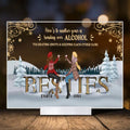 Personalized Friends Acrylic Plaque - Christmas Gift For Friends/Sisters/Besties - Here's To Another Year Of Bonding Over Alcohol Tolerating Idiots & Keeping Each Other Sane