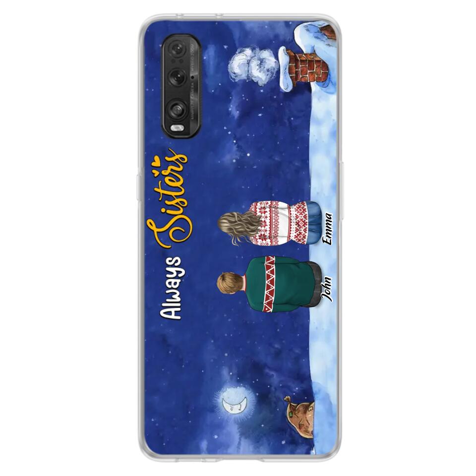 Personalized Christmas Brother & Sister Phone Case - Christmas Gift Idea For Siblings - Up to 12 People - Always Sisters - Case For Xiaomi, Oppo And Huawei
