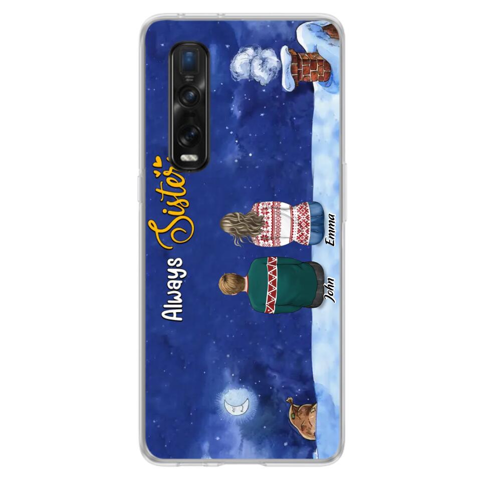 Personalized Christmas Brother & Sister Phone Case - Christmas Gift Idea For Siblings - Up to 12 People - Always Sisters - Case For Xiaomi, Oppo And Huawei