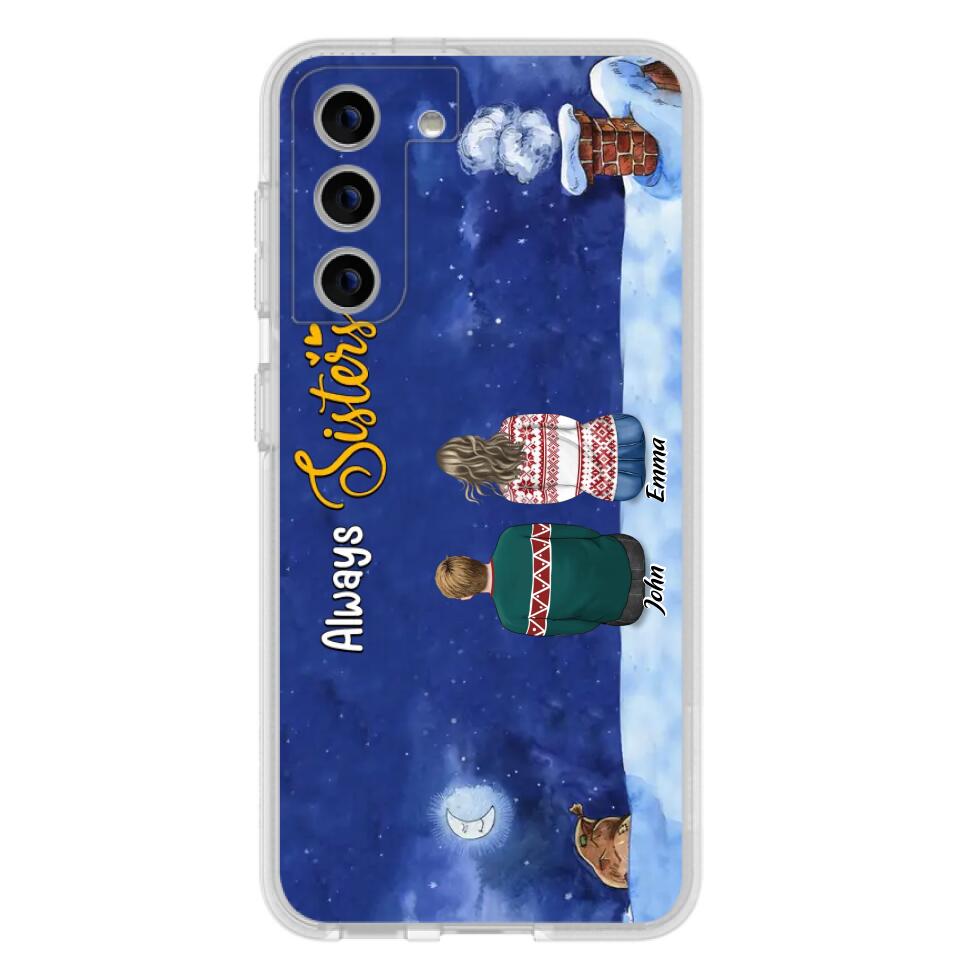 Personalized Christmas Brother & Sister Phone Case - Christmas Gift Idea For Siblings - Up to 12 People - Always Sisters - Case For iPhone And Samsung