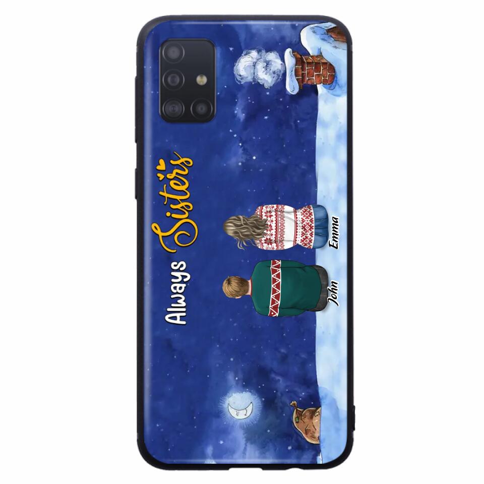 Personalized Christmas Brother & Sister Phone Case - Christmas Gift Idea For Siblings - Up to 12 People - Always Sisters - Case For iPhone And Samsung