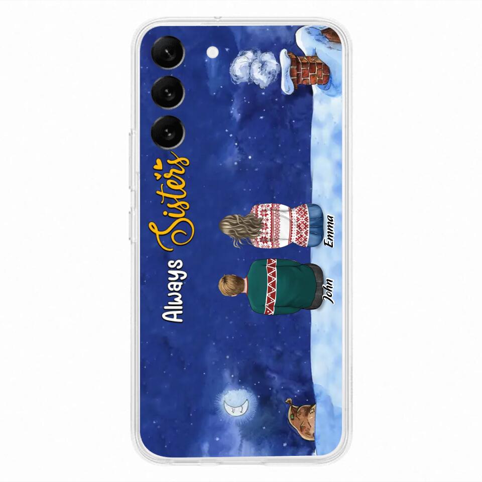 Personalized Christmas Brother & Sister Phone Case - Christmas Gift Idea For Siblings - Up to 12 People - Always Sisters - Case For iPhone And Samsung
