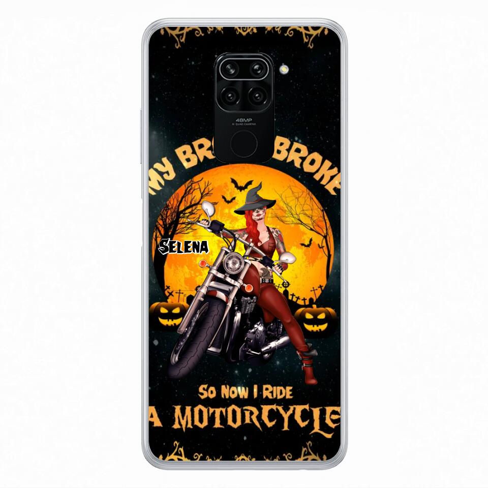 Personalized Witch Phone Case - Up to 4 Dogs - Halloween Gifts For Friends/Dog Lovers  - My Broom Broke So Now I Ride A Motorcycle - Case For Xiaomi/Oppo/Huawei