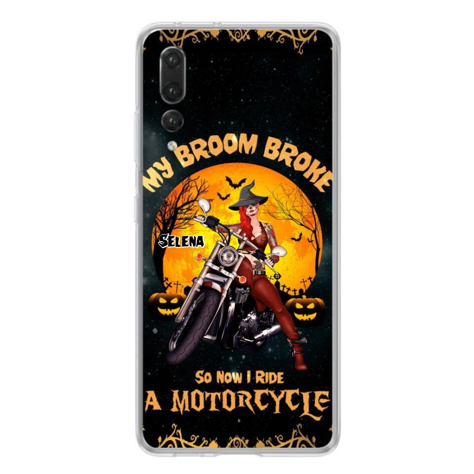 Personalized Witch Phone Case - Up to 4 Dogs - Halloween Gifts For Friends/Dog Lovers  - My Broom Broke So Now I Ride A Motorcycle - Case For Xiaomi/Oppo/Huawei