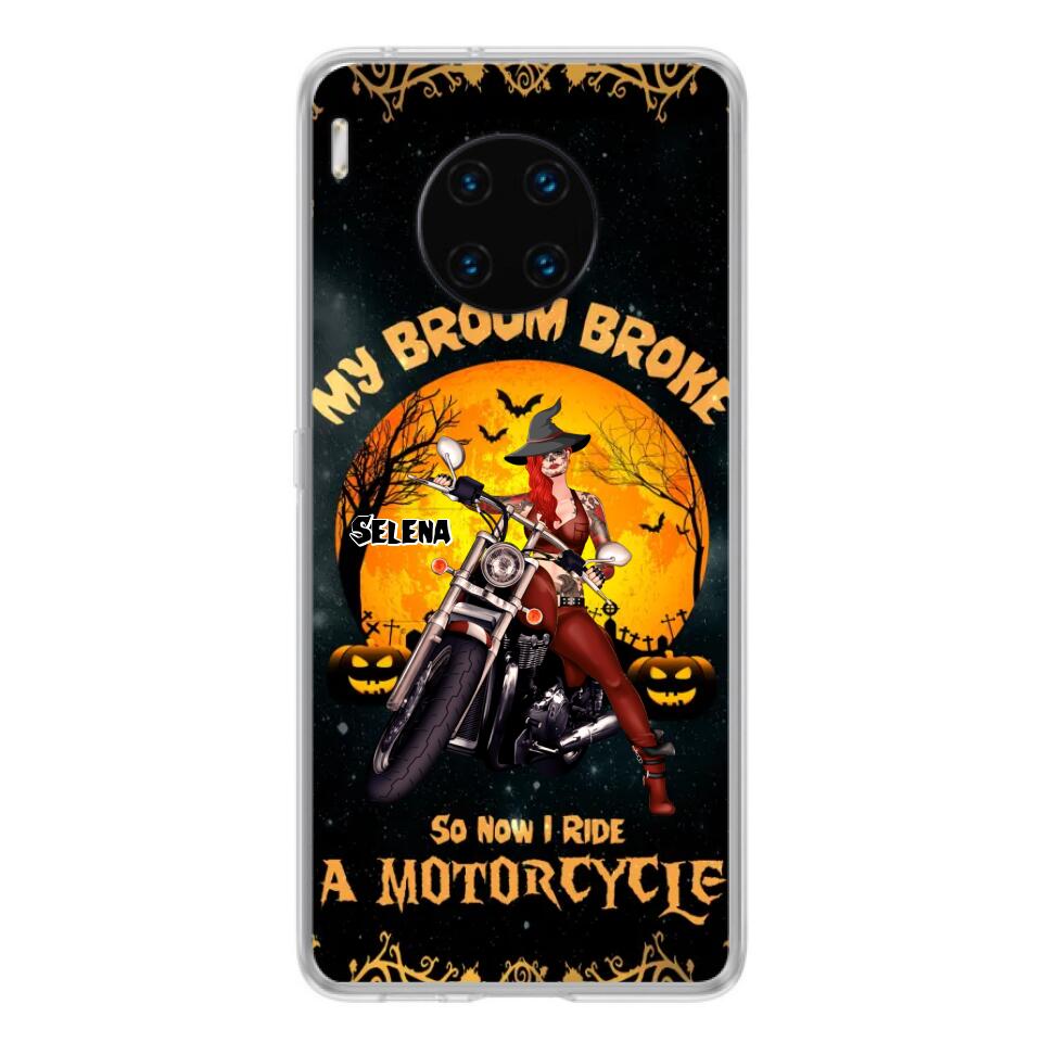 Personalized Witch Phone Case - Up to 4 Dogs - Halloween Gifts For Friends/Dog Lovers  - My Broom Broke So Now I Ride A Motorcycle - Case For Xiaomi/Oppo/Huawei